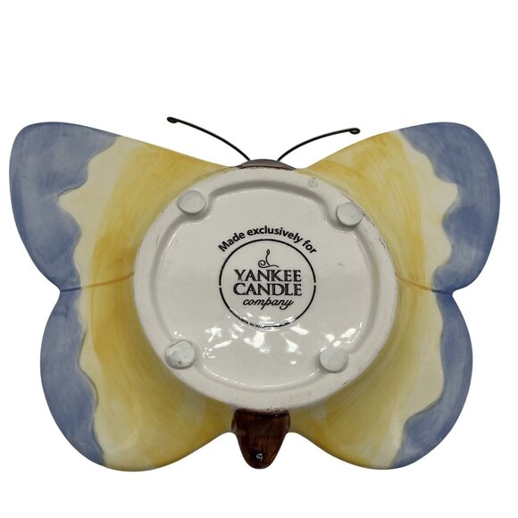 Yankee Candle Butterfly Ceramic Jar Holder 6.5"x5" Serene Blue Yellow Home Decor - Picture 2 of 10